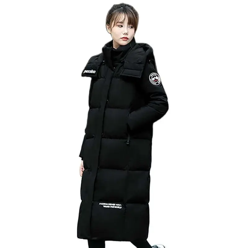 Down  2023 New Female Korean Fashion Relaxed Temperament Long Over-the-knee Super Thick Winter Hooded Warm Coat FemaleTide