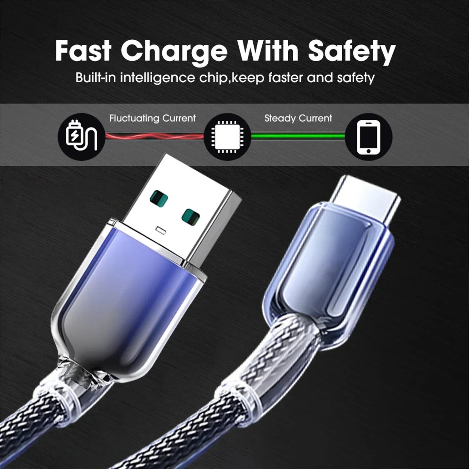 120W USB to Type C  Fast Charging Cable Wire Quick Charge 6A USB C Phone Charger Cord  for Xiaomi Samsung Huawei Honor OPPO