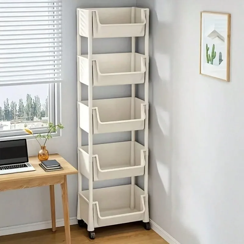 5-Tier Rolling Utility Cart With Lockable Wheels, Multi-Use Storage Shelving Unit, Space Saving Organizer For Dorm, Office, Garage, And Home