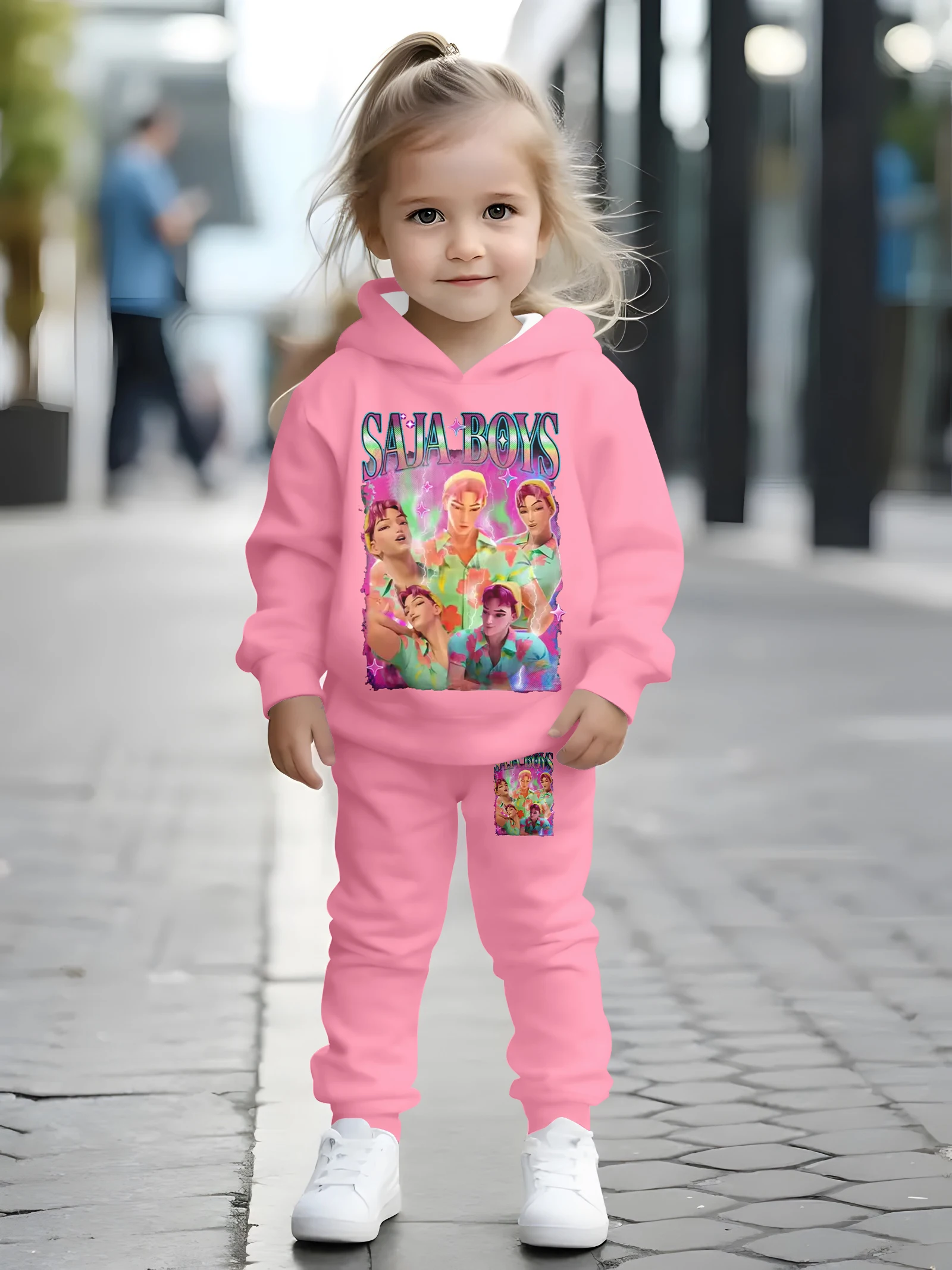 مجموعة K-POP الكرتونية المطبوعة - طقم سترة وسراويل رياضية للأطفال مكون من قطعتين، ملابس أطفال عصرية للأطفال الرضع #2