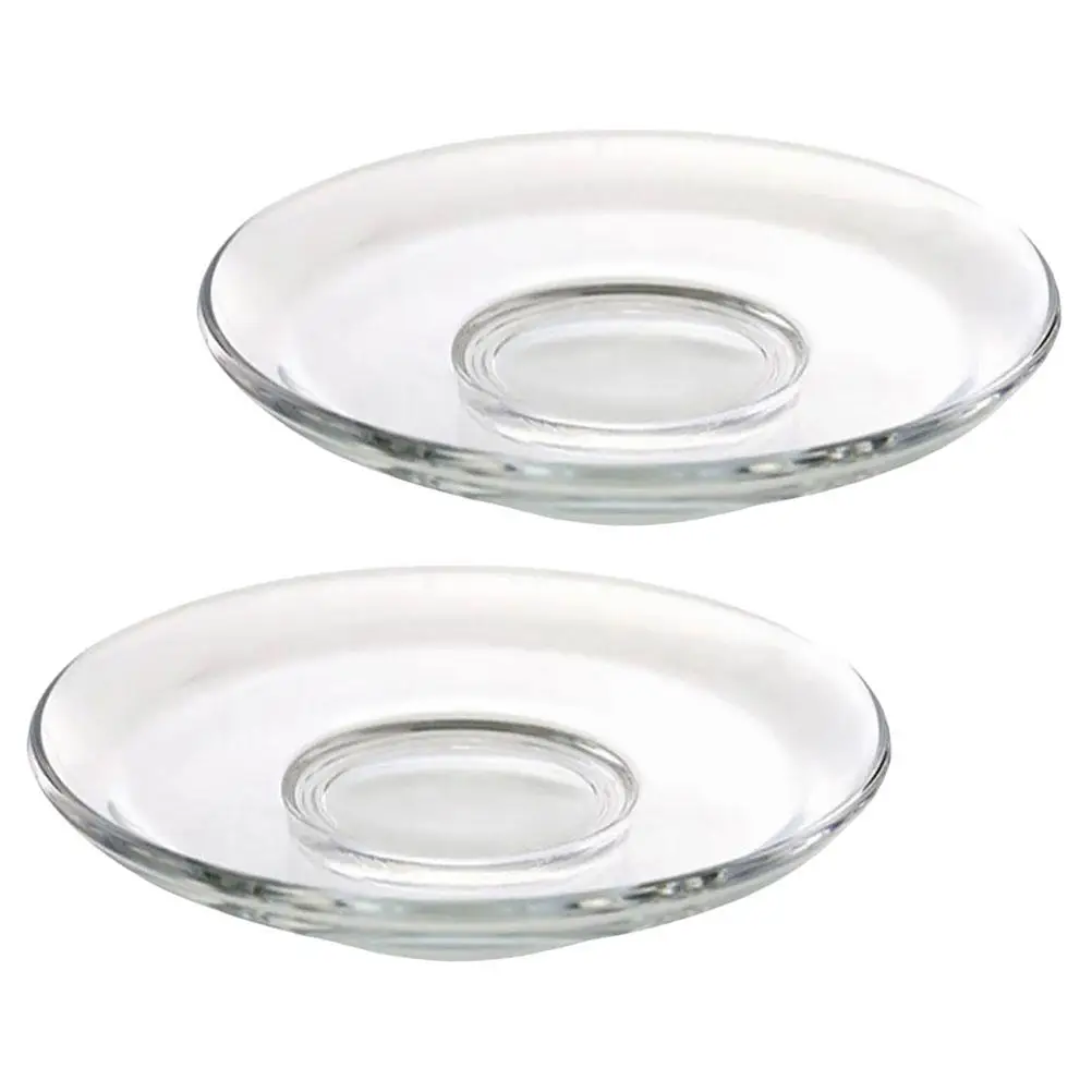 

2 Pcs Round Transparent Glass Saucers Plates Coasters Cup Mat Teacup Saucers Glass Plates Table Coasters Dining Bar Kitchen