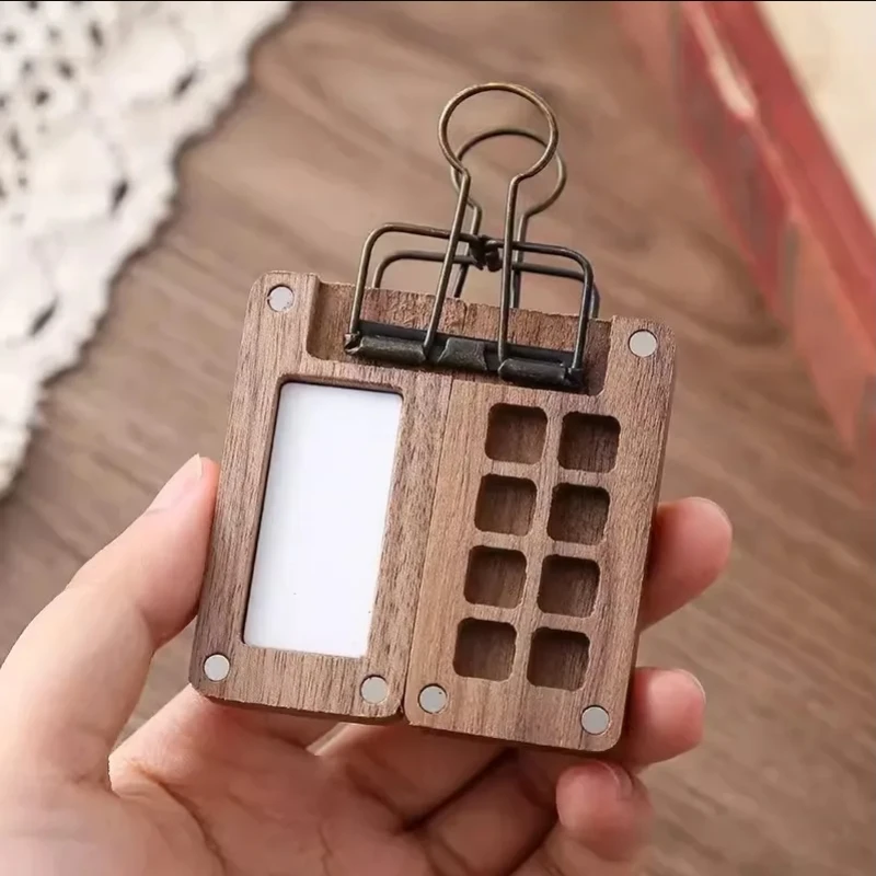 Portable Travel Wooden Handmade 8 Grid 0.5ml Watercolor Paint Palette Oil Paints Tray Box Empty Box Art Painting Supplies