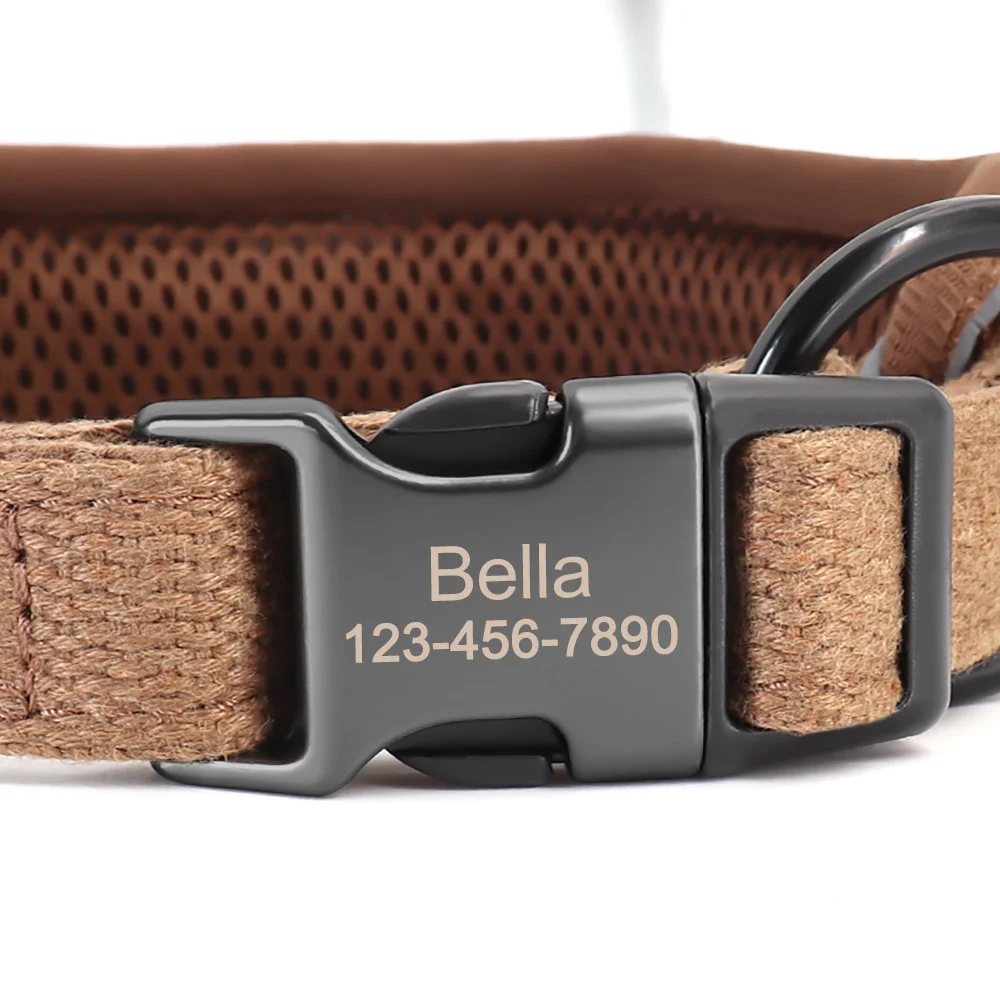 Personalisiertes Hundehalsband aus Mesh, atmungsaktiv, reflektierende Haustier-Halskette, langlebig, für kleine, mittelgroße und große Hunde, kostenlose Gravur – Detail 14