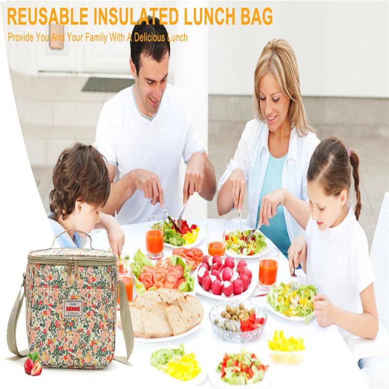 Lunch Box portatile per donna uomo cibo borsa termica impermeabile cibo durevole Picnic Lunch bag Organizer custodia isolata Bento Bag