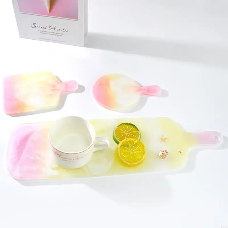 

R3MC 4 Pcs Tray Silicone Mould Small Round Square Tray Epoxy Resin Molds for DIY Resin Mats Home Decoration Easy to Use