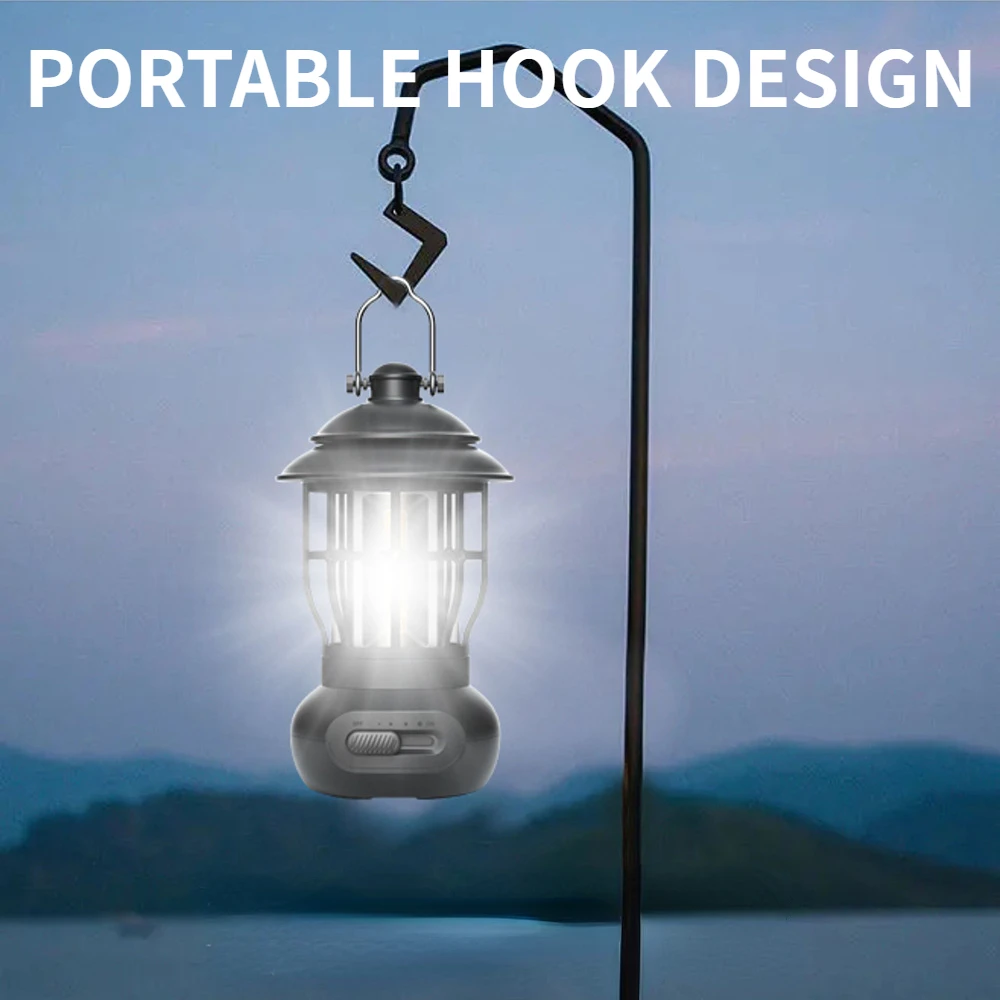 Vintage Camping Lantern Battery Powered Portable Waterproof Tent Light Handheld Horse Lamp Outdoor Ambient Lighting for Fishing