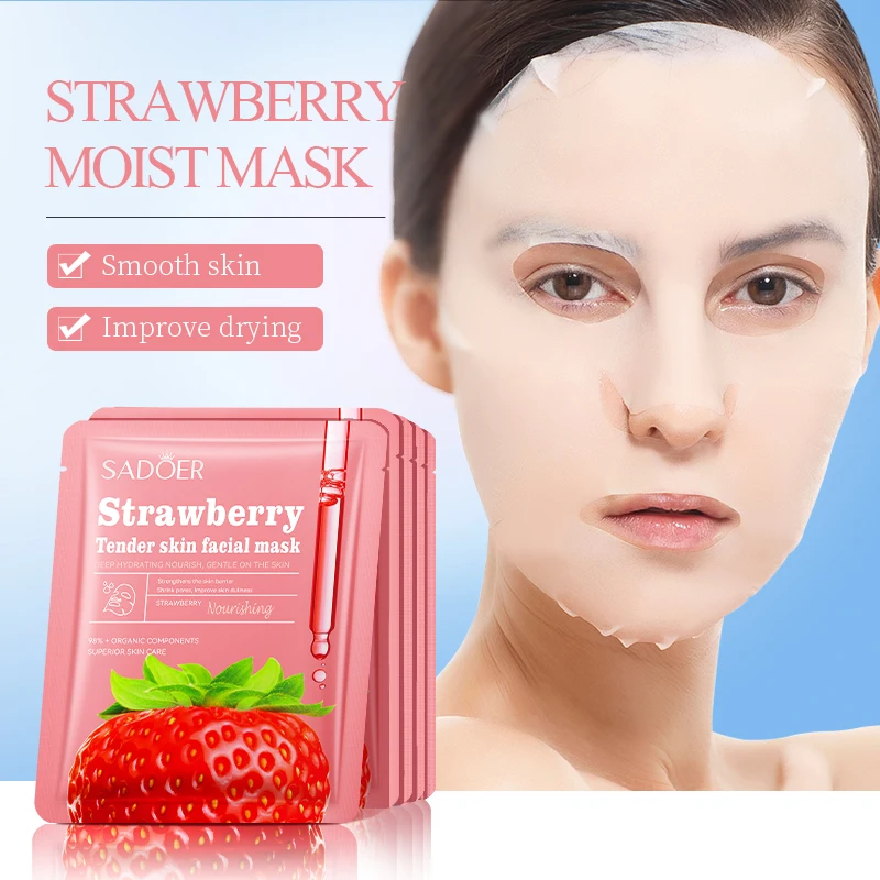 10/20 Pieces of Strawberry Skin Rejuvenating and Nourishing Mask with Light Particles That Nourish and Soften, Repair Skin, Enhance Skin Elasticity, Facial Care, Moisturizing and Smoothing Skin, Improve Dryness