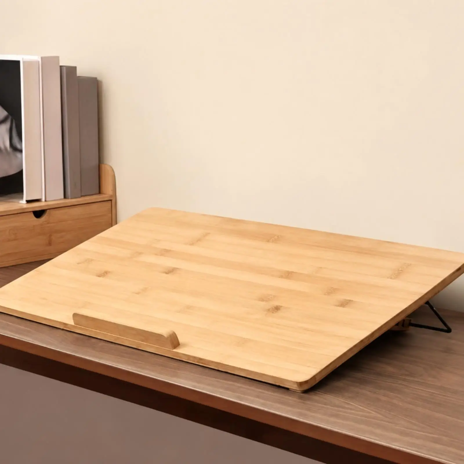 Wooden Reading Board No Assembly Required Reading Board with Metal Support Sturdy Adjustable Wooden Book Rest for Students,