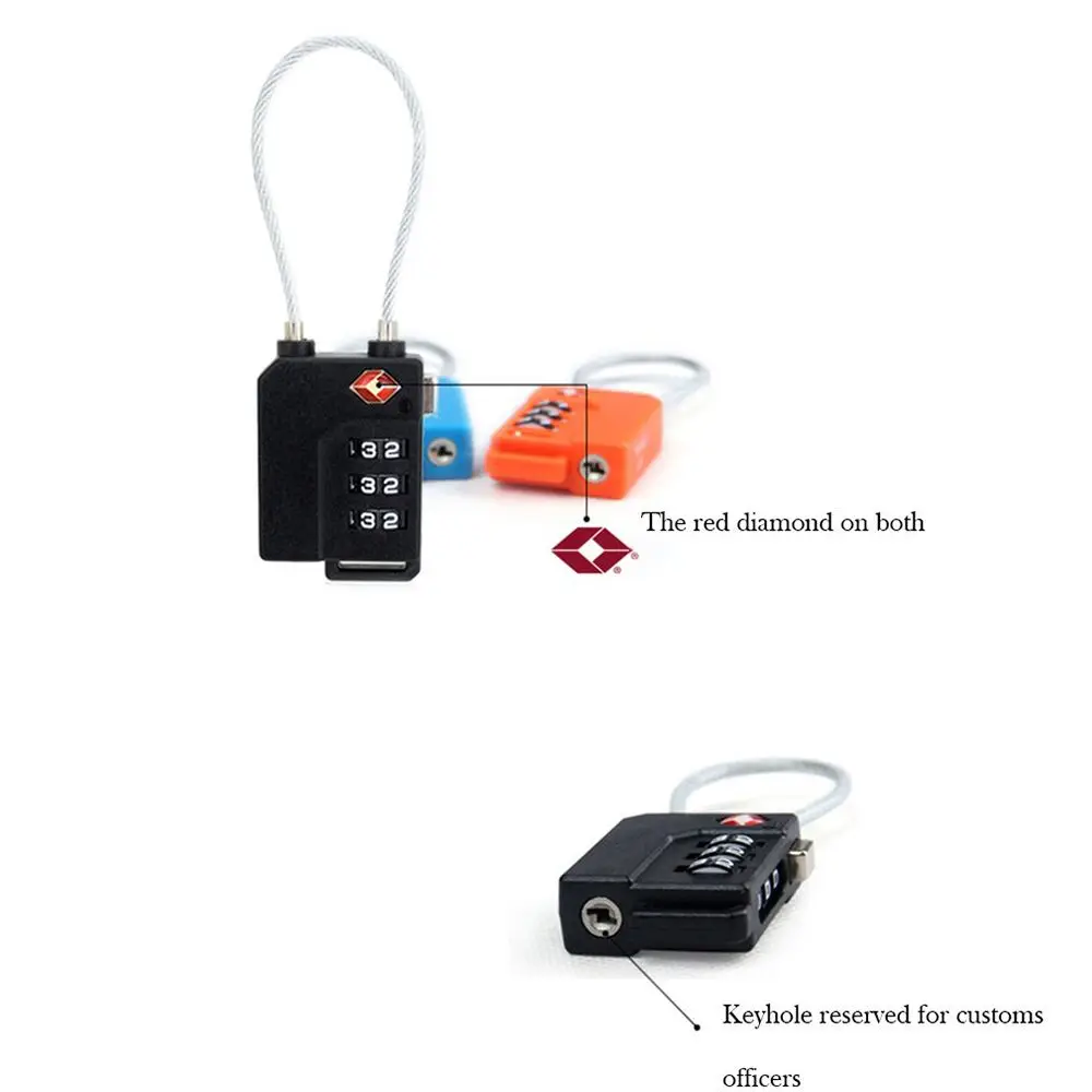 Padlock Customs Code Lock Cupboard Cabinet Locker Steel Wire Security Lock Suitcase Luggage Coded Lock 3 Digit Password Lock - view 4