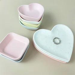 Moldes de silicona con forma de corazón de hormigón, bandeja de almacenamiento de joyas de resina epoxi hecha a mano, molde de maceta de flores de yeso, decoración del hogar