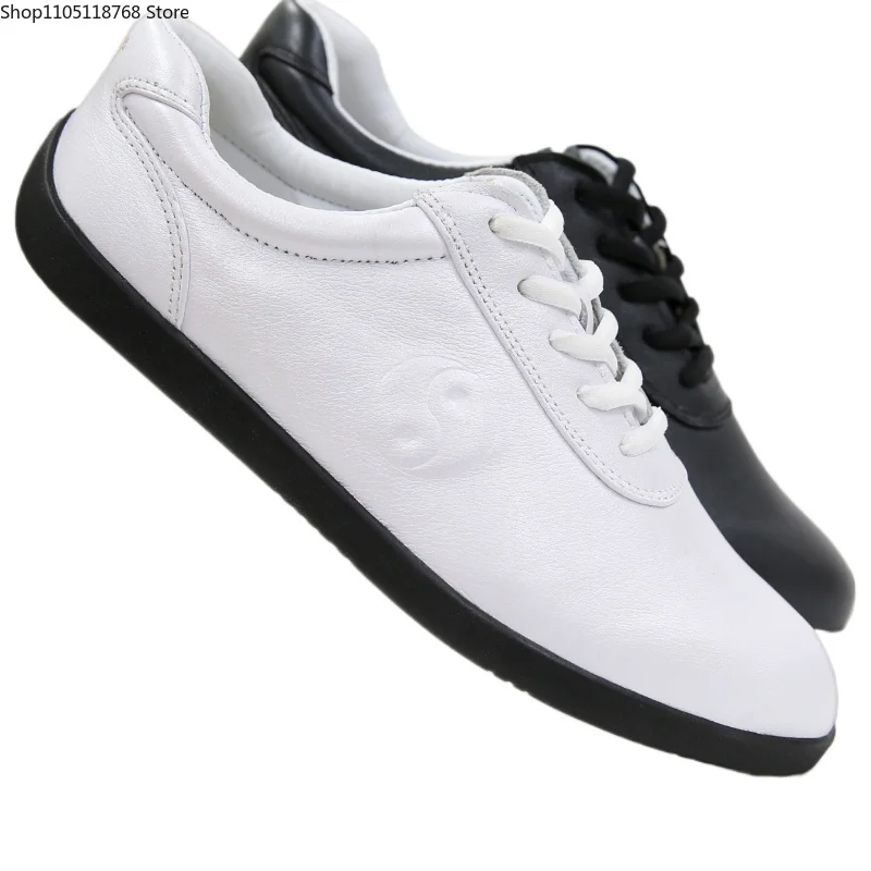 รองเท้ากังฟูไทเก๊กหนังแท้ รองเท้าศิลปะการต่อสู้ รองเท้าผ้าใบ หนังวัวนุ่ม ระบายอากาศได้ดี สวมใส่สบาย