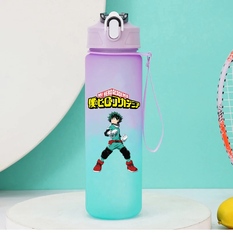750ml Anime My Hero Academia Straw Water Bottle women men Cartoon Drinking Water Cup Outdoor Large Capacity Camp Drinkcup Gift view 3