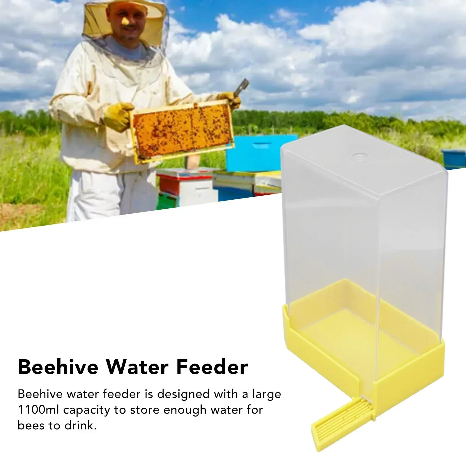 Bee Drinking Nest Large Capacity Cubic Style Safe Bee Water Feeder For Beekeeping 1100ml Beehive Water Frame Feeder