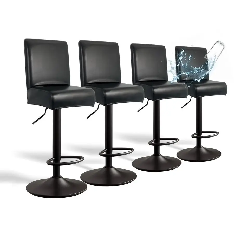 

Leather Bar Stool Covers with Backs, 4 Pack Stretch Waterproof Bar Stool Chair Covers Washable amp Comfortable Barstool Covers