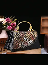 Elegant and luxurious temperament fashion retro snake-shaped hand bag high-end Diana crocodile python leather shoulder crossbody