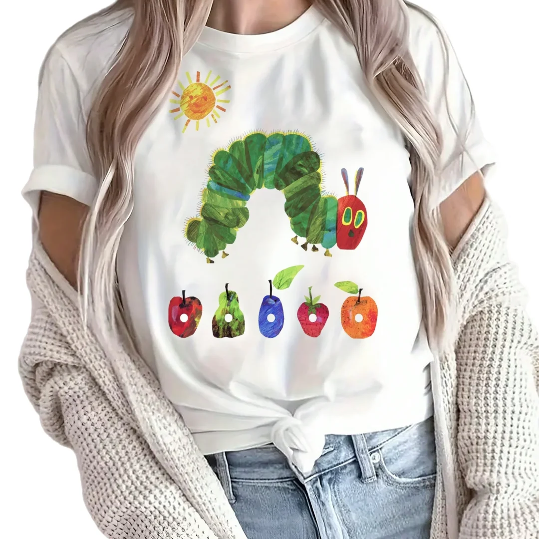 The Very Hungry Caterpillar Printed Women's T-shirt Cute & Youthful for Shopping Gatherings Grab Girlish Charm Women's Clothing