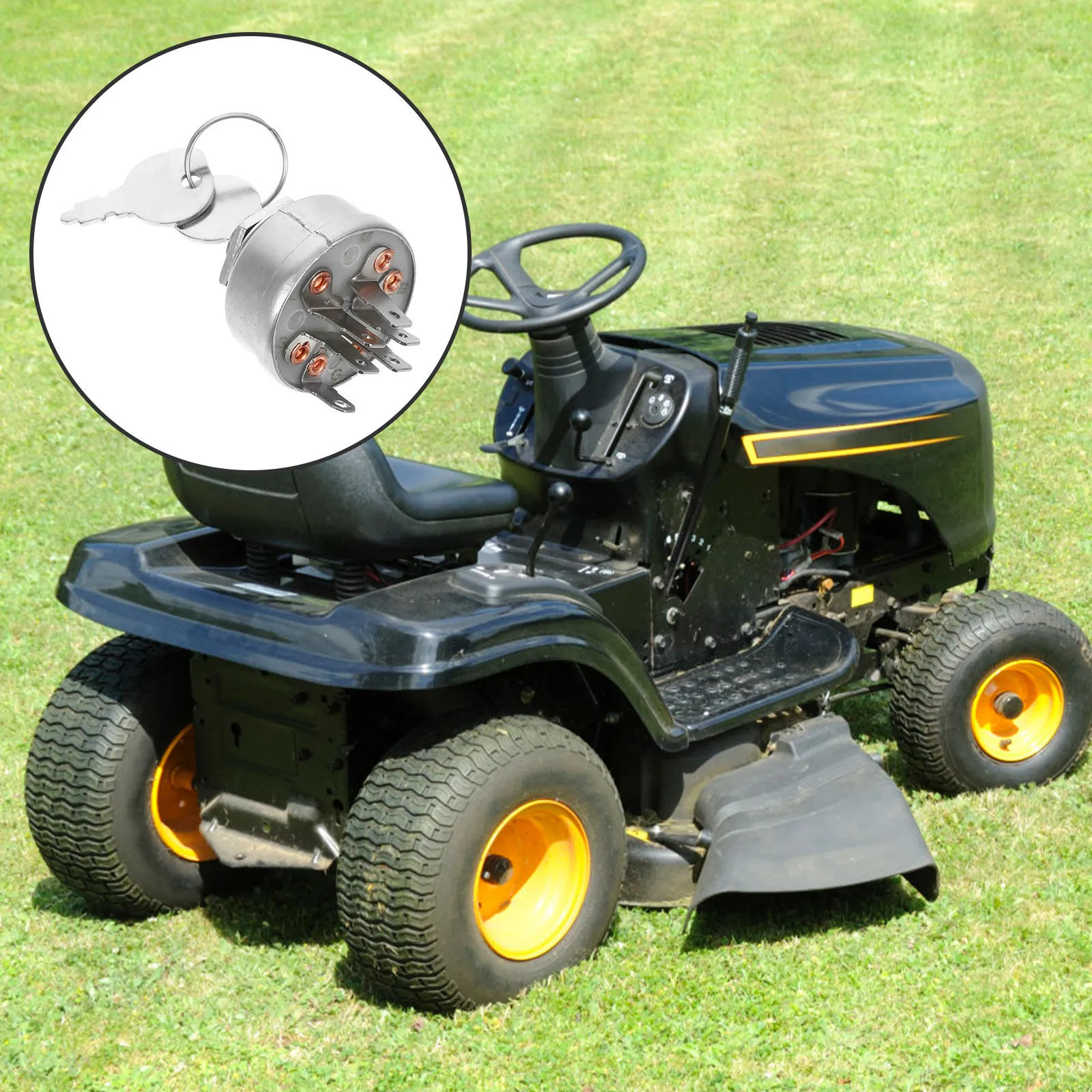 Lawn Mower Ignition Switch Replacement for 92377Ma Models Key Start Switch Sturdy Construction Compatible with Riding Mowers