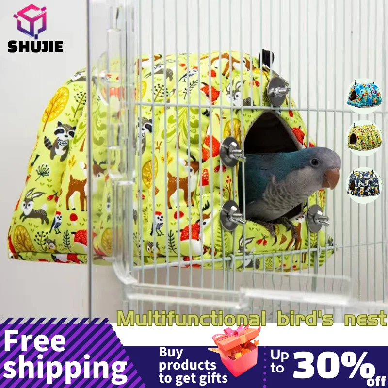 Bird Nest Budgies Hanging Hammock Bird Nest Summer Breathable Bird House Plush Shed Hut Parrots Love Birds Parrot Love Nest