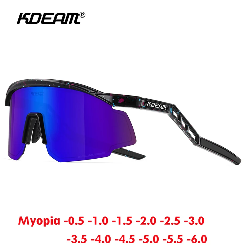 KDEAM Men Integrated Myopia Sunglasses Windproof Prescription Outdoor Glasses Women Polarized Sports Goggles -0.50 to -6.0