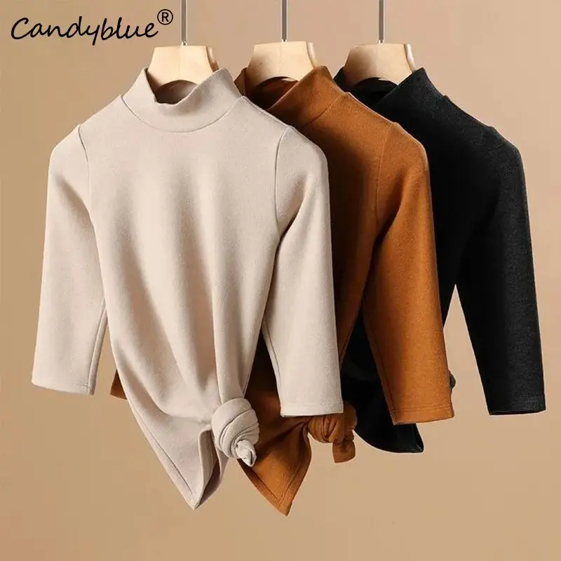 Half High Collar Loose Casual Solid Women's Pullover Half Sleeve Korean Fashion Luxury Female Versatility Bottoming Shirt 2023