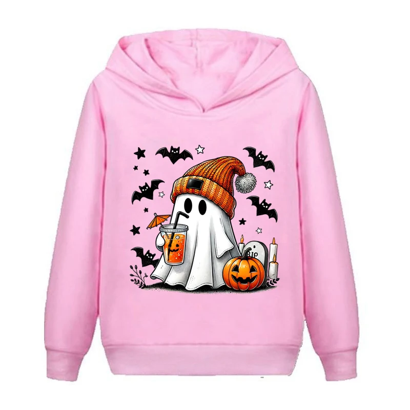 Halloween Ghost Pumpkin Bat Hoodies Autumn Winter Casual Sweatshirt Children Boys Girls Cool Halloween Hooded Hoodies