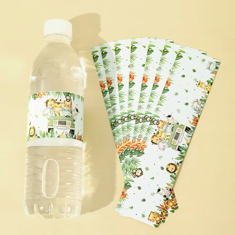 ملصقات كرتونية لحيوانات الغابة للأطفال ، ملصقات الزجاجات ، أعياد الميلاد ، استحمام الطفل ، مستلزمات تزيين الحفلات ، 10 *