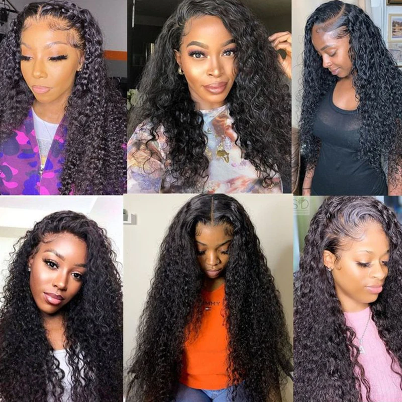 شعر مستعار ريمي مموج بعمق للنساء ، دانتيل أمامي 13 × 4 ، مجعد بالماء ، كثافة ، شعر مستعار بدانتيل أمامي 13 × 6 ، ماليزيا