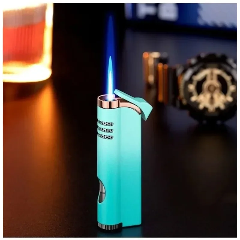 2025 Fashion Cigar Gradient Butane Torch Lighter Windproof Men'S Smoking Gadget Electronic Lighter Gift