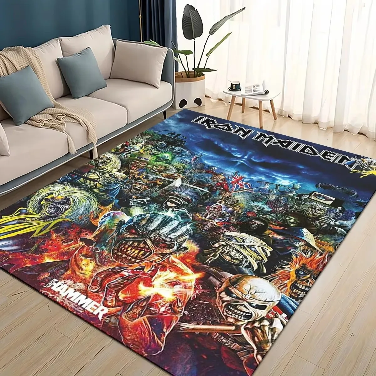 3D I-Iron-Maidens Metal Band Area Rug Large,Carpet Rug for Living Room Bedroom Sofa Doormat Decoration,kid Non-slip Floor Mat