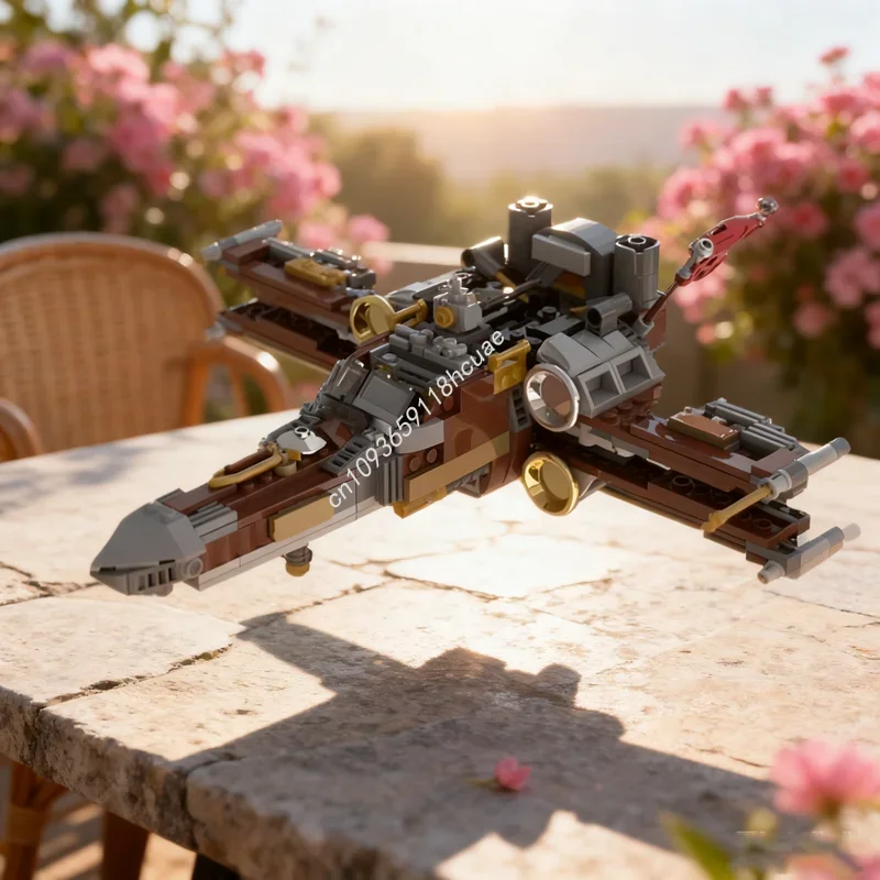

569 деталей MOC: Конструктор «Звездный истребитель X-Wing» в стиле стимпанк. Идея для самостоятельной сборки, развивающая игрушка. Рождественский подарок, подарок на день рождения для детей.