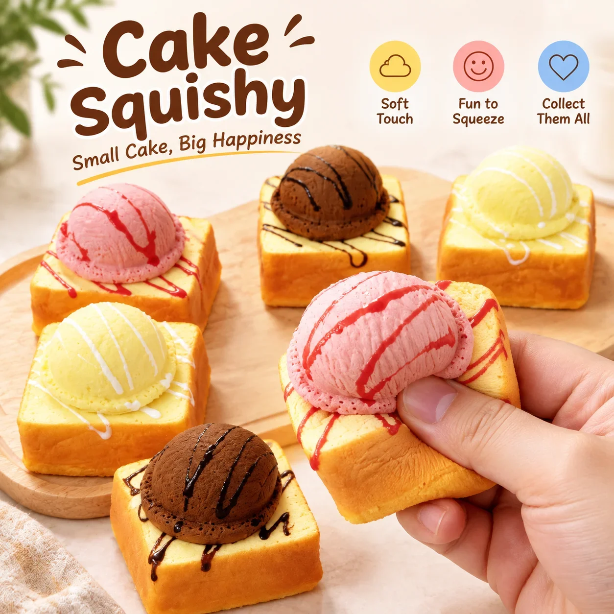 Simulation Toast Ice Cream Bread Squishy Squeeze Toy Stress Relief Super Slow Rebound Bread Food Model Ornament for Kids Gift