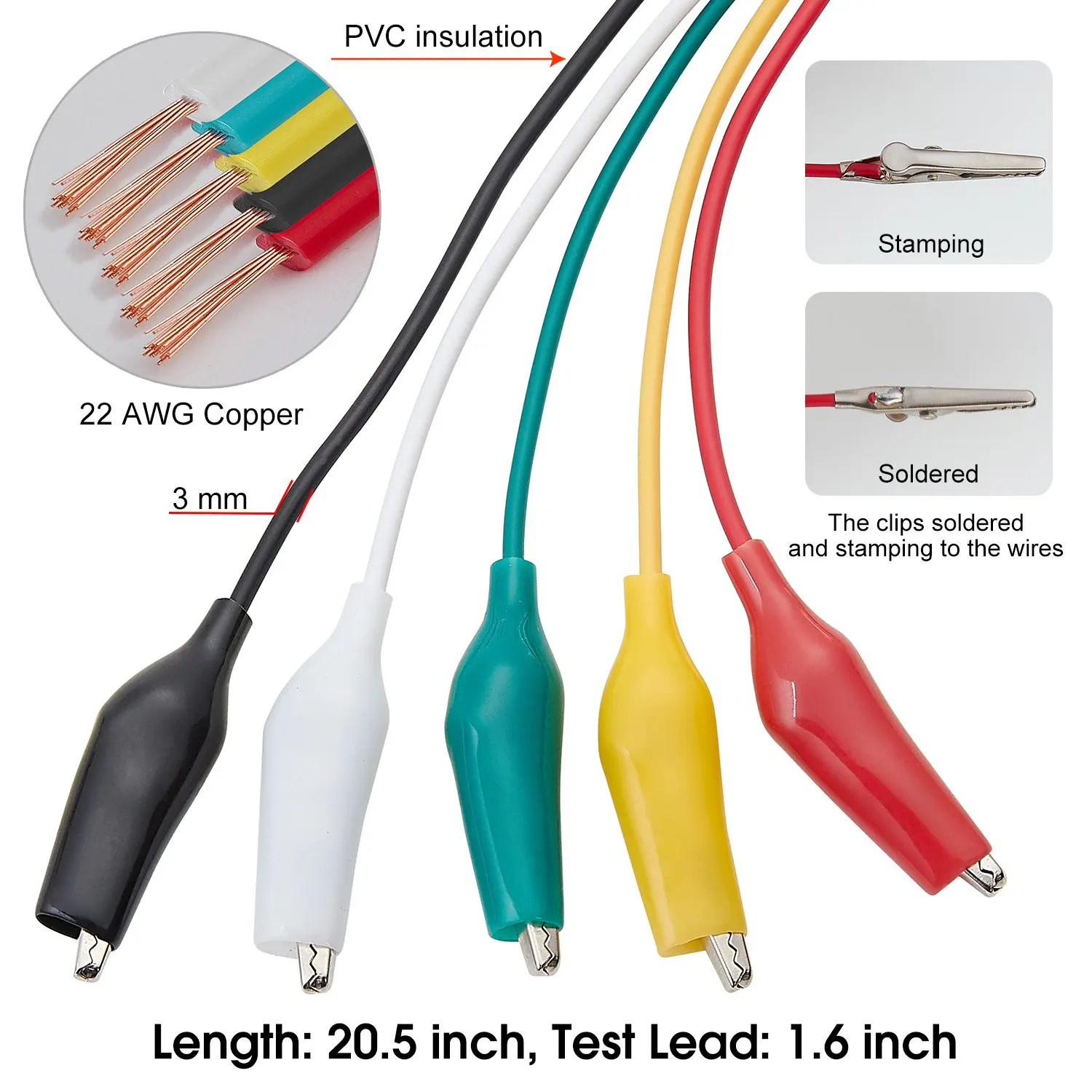 30cm 35mm Alligator Clips Electrical Test Leads
