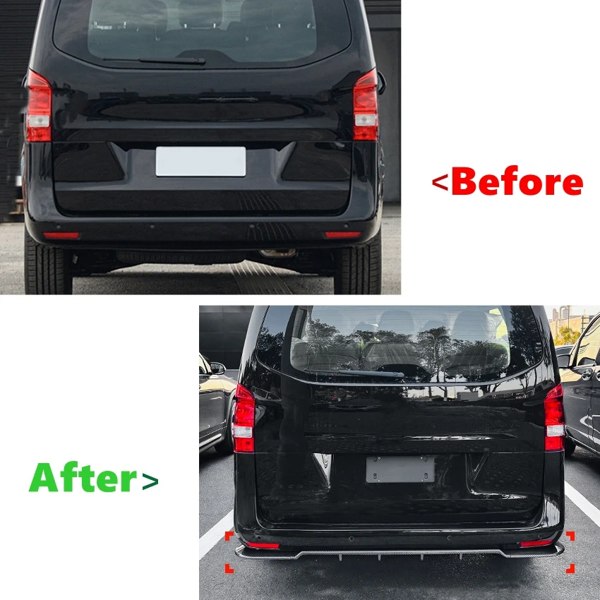 Rear Bumper Diffuser Lip Side Splitters Spoiler Lip Protector For Mercedes Benz Vito Viano V Class W447 V220 V250 V260 2016-2023