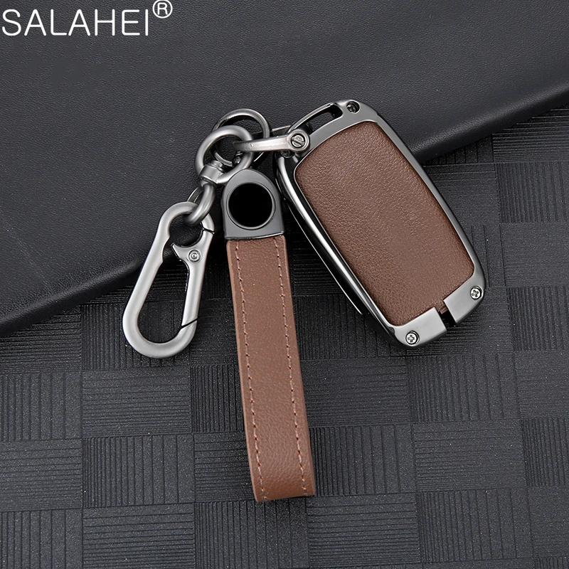 

Zinc Alloy Leather Car Key Case Full Cover Holder Shell Protection Bag For Honda Civic 11th 2021 2022 2023 Keychain Accessories