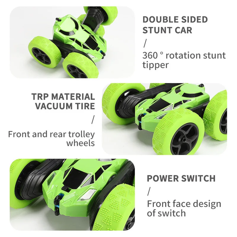 2025 Cool RC Stunt Car for Kids Double-Sided Flipping 360° Spin & LED Lights 4WD Remote Control Toy Car Christmas Birthday Gifts