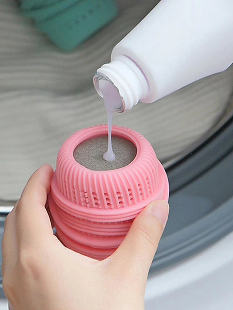 Laundry Cleaning Ball Sponge Liquid-adding Decontamination TPE Clothes Cleaner Anti-winding Washing Capsules Machine Hair Remove