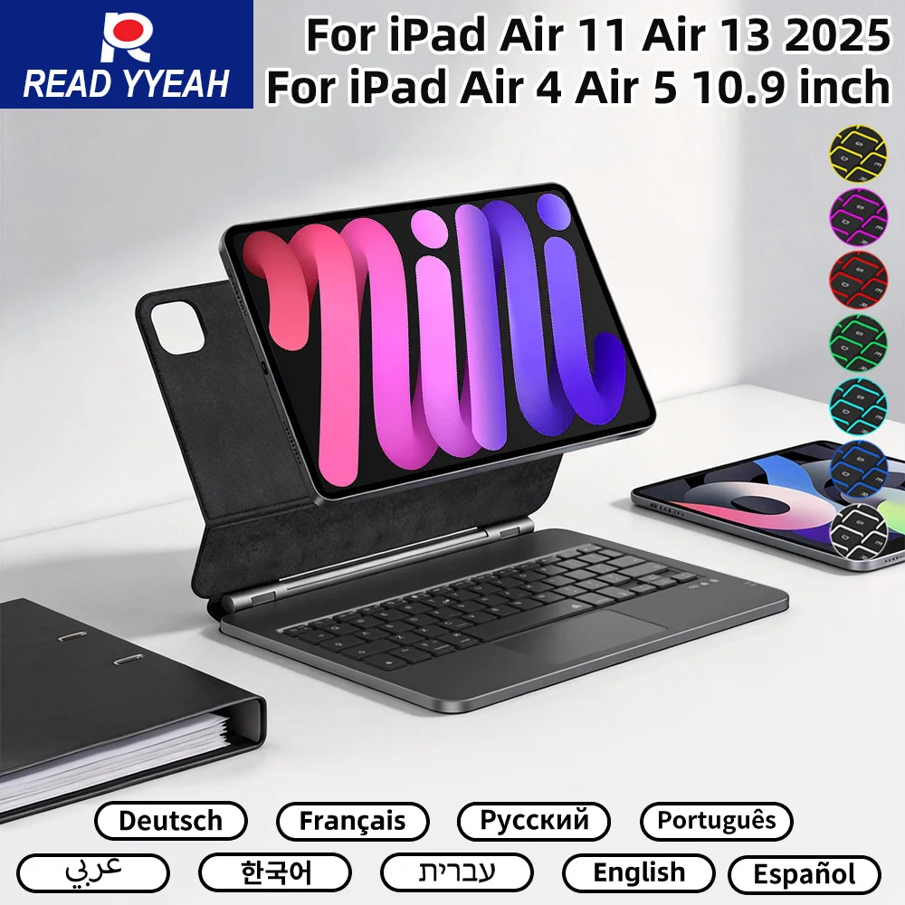 

Wireless Magic Keyboard for iPad Air 6 2024 13 inch Case for iPad Pro 11 12 9 Pro 13 Air 4 Air 5 for iPad 10th Generation Cover