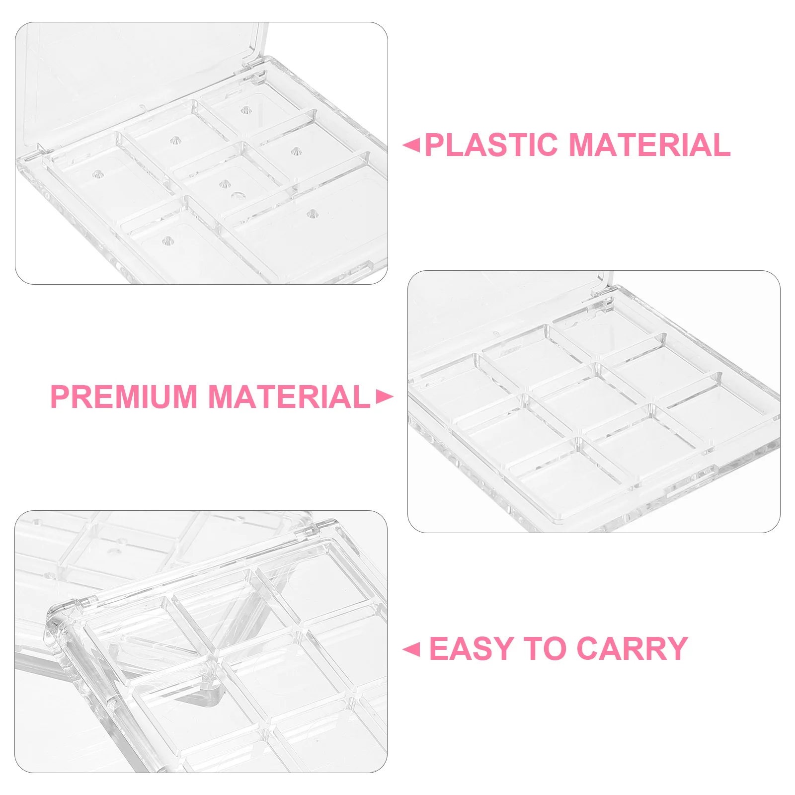 

4pcs Empty Eyeshadow Makeup Storage Box Container Travel Case For Blush Lipstick Foundation Women Ladies