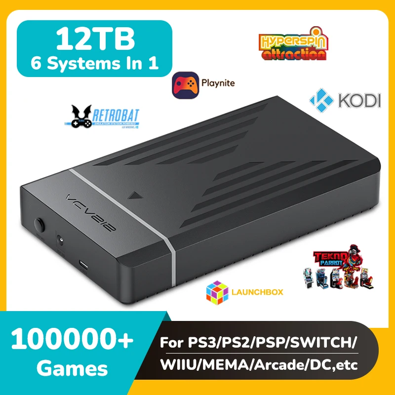 Hyperspin Launchbox Retrobat Playnite OS 게임용 HDD, PS3, PS2, PSP, PS1, WII, WIIU, 스위치용 100000 + 레트로 비디오 게임, 12T 