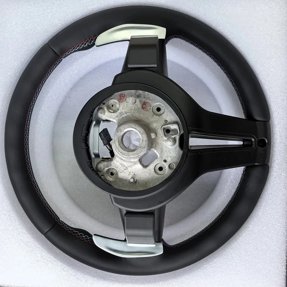 Volante para BMW M3 M5 F20 F22 F23 F30 F33 F34 X1 F48 X5 F15 X3 F25 F80 E90 E70 E84 Volante de carro de couro com pás