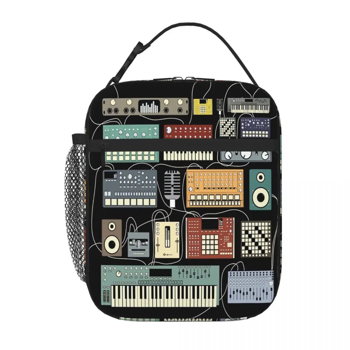 Hot Sale Electronic Musician Synthesizer And Drum Machine Dj Kawaii Foldable Lunch Bag Family Outing Sports Lunch Bag