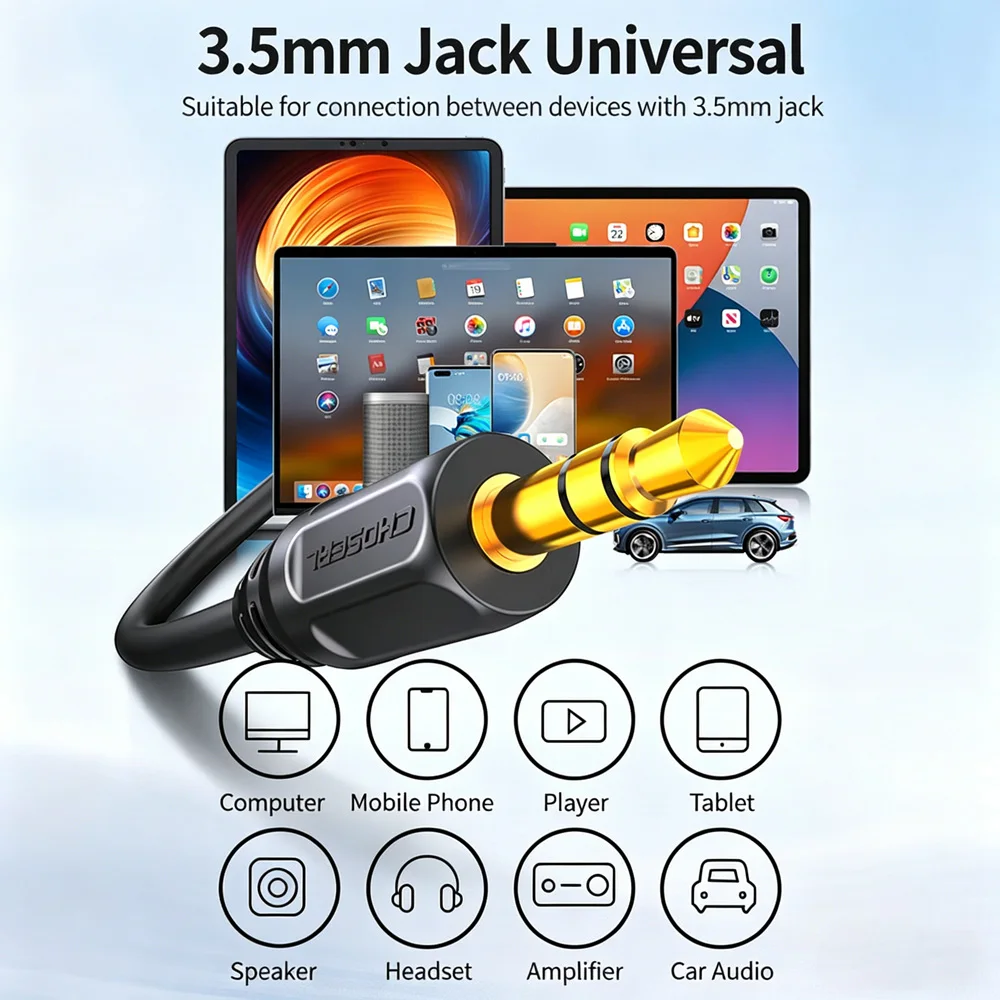 CHOSEAL Aux Cable 3.5MM Jack Male to Male 3.5mm Audio Cable Jack for Headphones Xiaomi Oneplus Speaker Cable Car Aux Cord - view 3