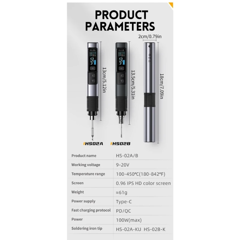 HS-02A Electric Soldering Iron Set Efficient 100W Power Adjustment Solder Iron for DIY Enthusiasts and Technicians Drop Shipping