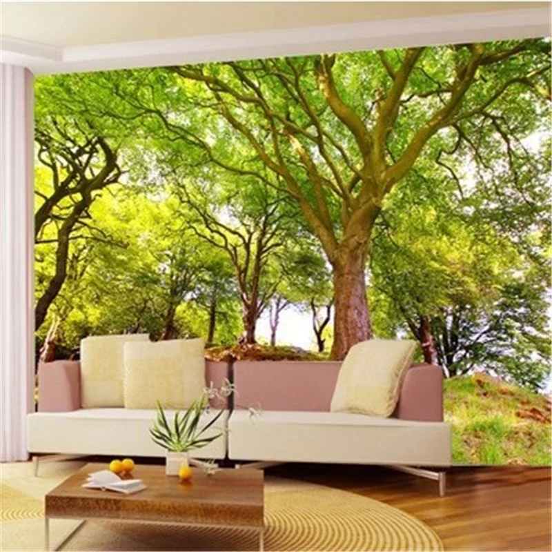 beibehang 3d mural wallpaper New scenic woods 3d stereoscopic wallpaper background paved the living room sofa 3d photo wallpaper