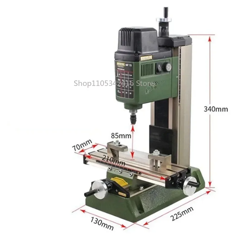MF70 Bench Milling Machine Driller Woodworking Lathe with Optional Dividing Head, Chuck, Tungsten Steel Cutter Bits & Vise