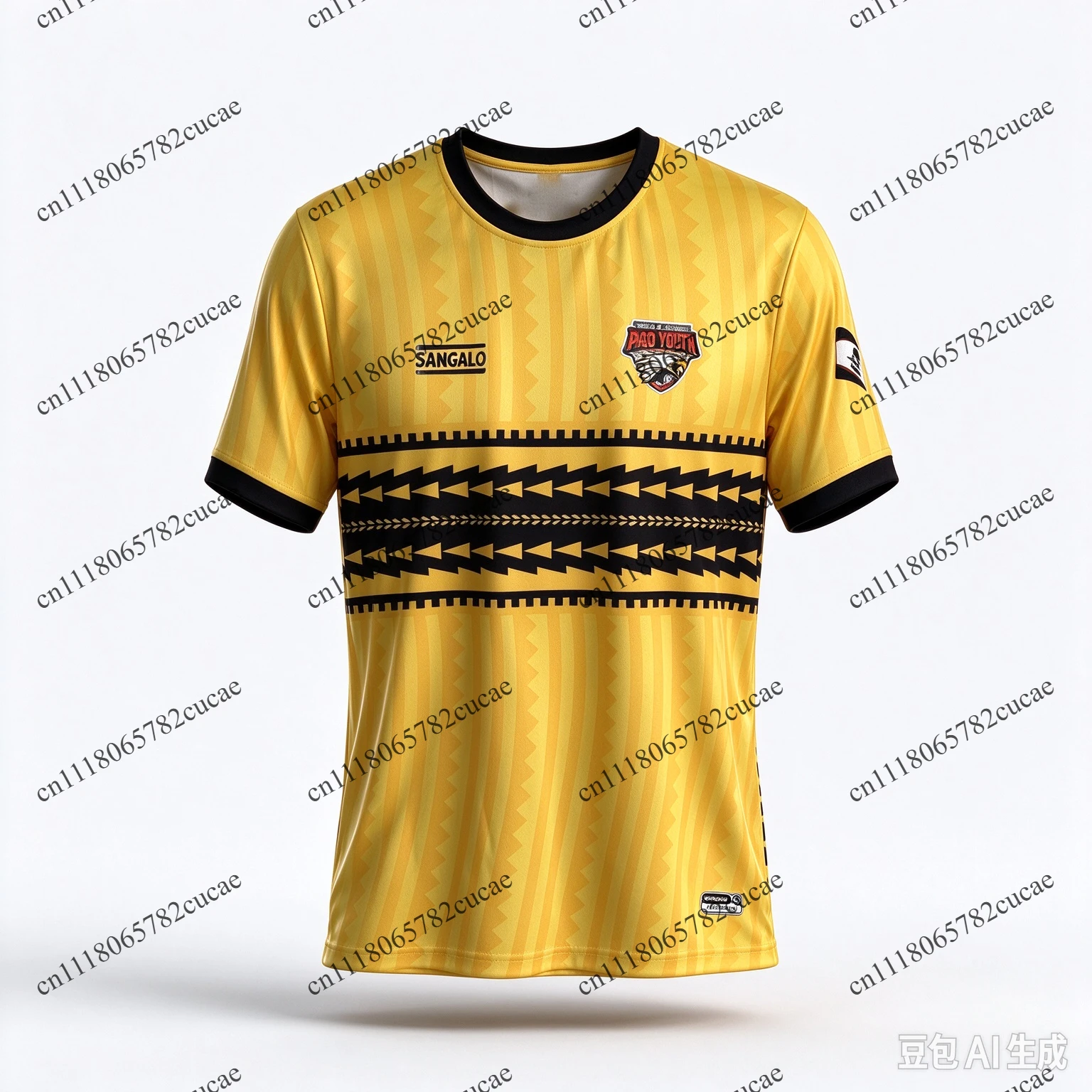 2026 Men's Tribal Stripe Soccer Style T-Shirt, Crew Neck Tee, Eagle Badge Print, Sporty Casual Streetwear Clothing