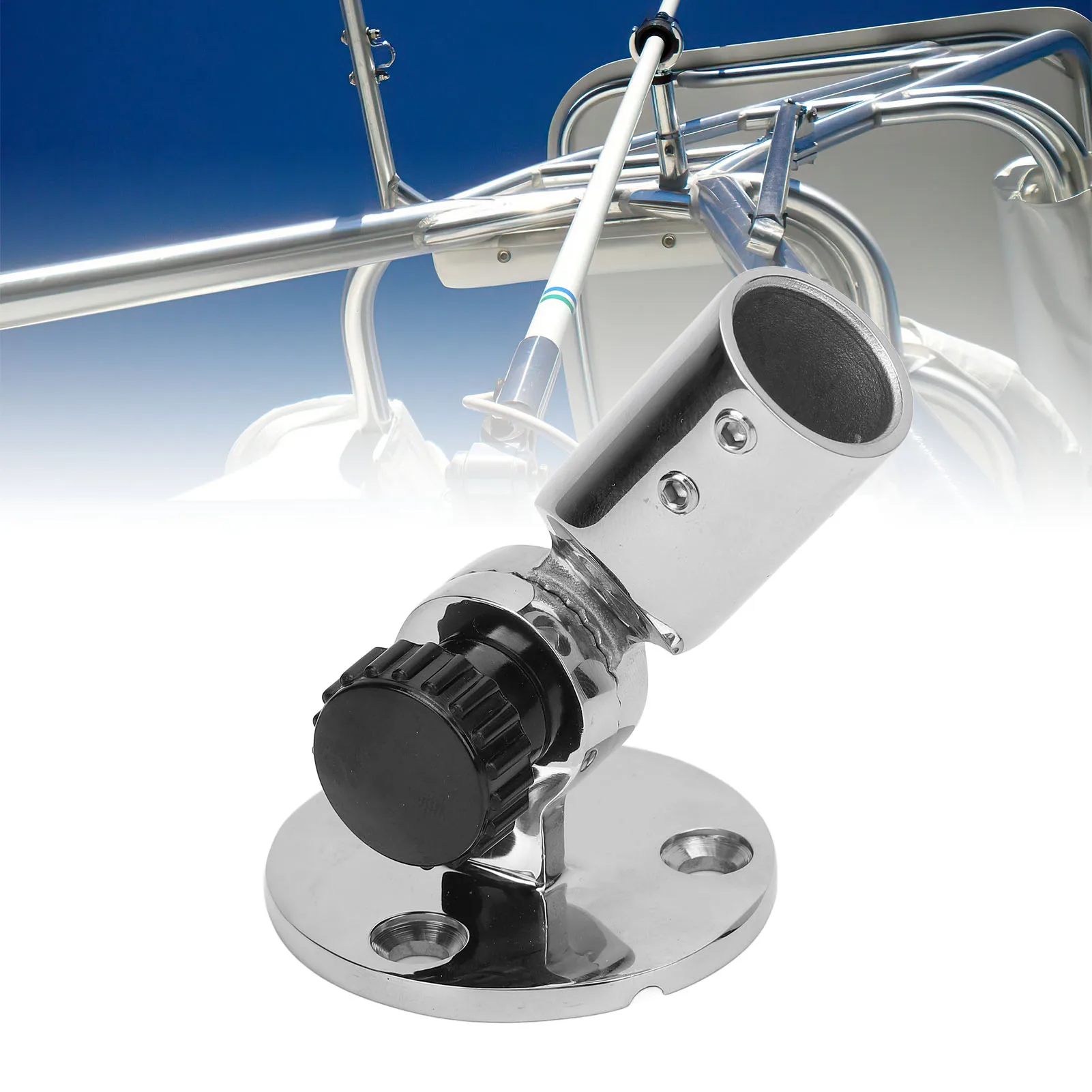 

1pc Marine Antenna Base Mount 180 Degree Adjustable Weather Resistant Boat Ratchet Rail Mount for 19mm Diameter Rail