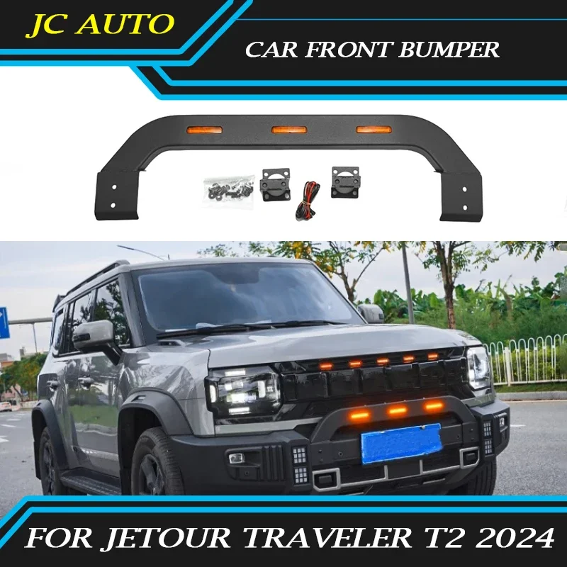 

Fit for JETOUR Traveler T2 2023 Front Bumper with Light Bull Bar Modified LED Grille Small Yellow Light Exterior Accessories