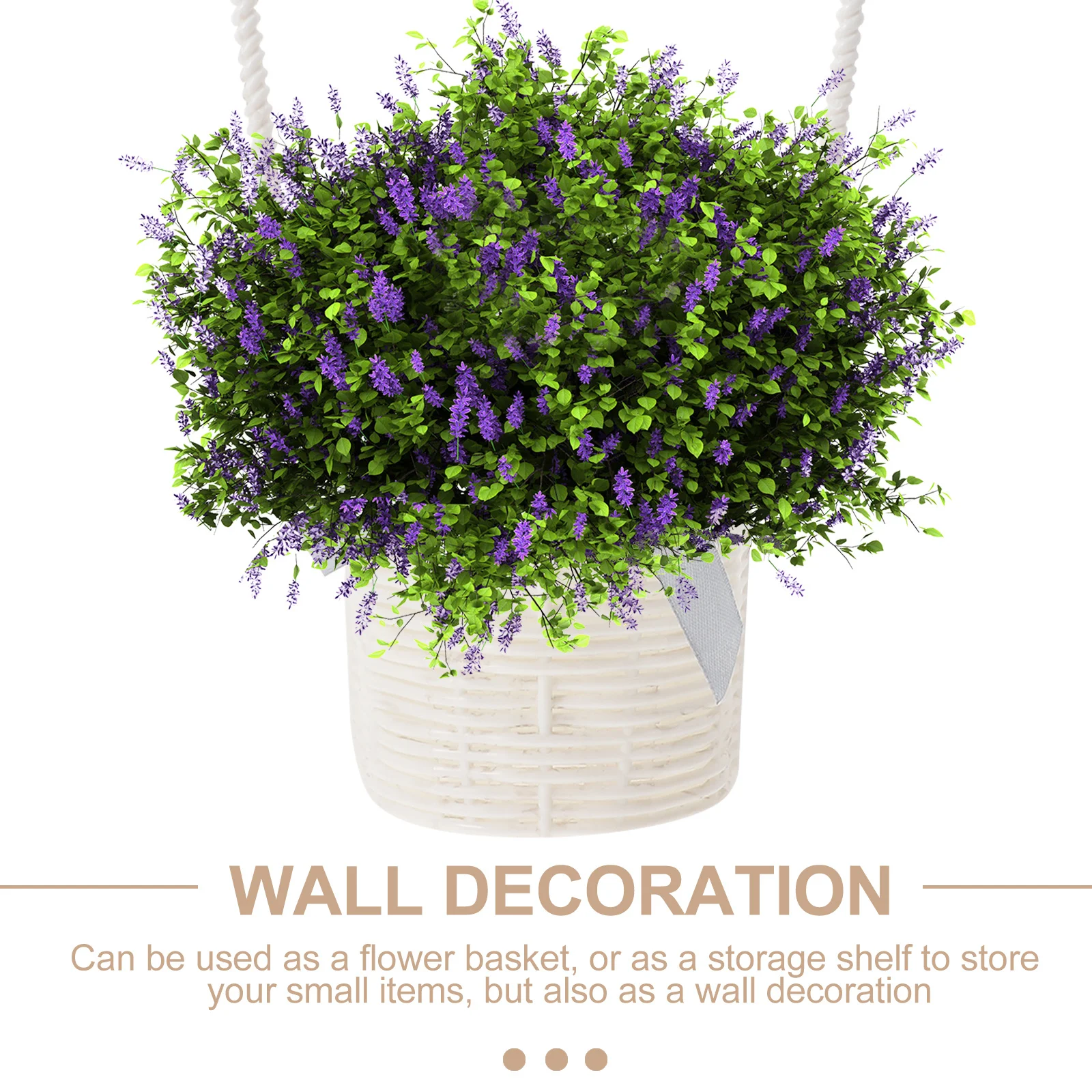 

3Pcs Imitation Rattan Woven Hanging Flower Baskets Wall Planters Durable Storage Home Decoration Hanging Flower Baskets
