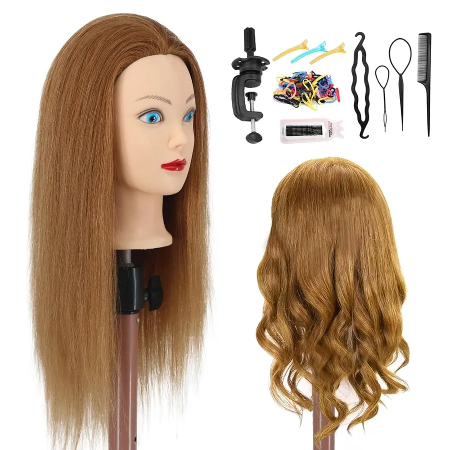 Cabeza de maniquí realista con 100 cabello humano para práctica de peinado con un diseño de abrazadera segura y featu facial realista